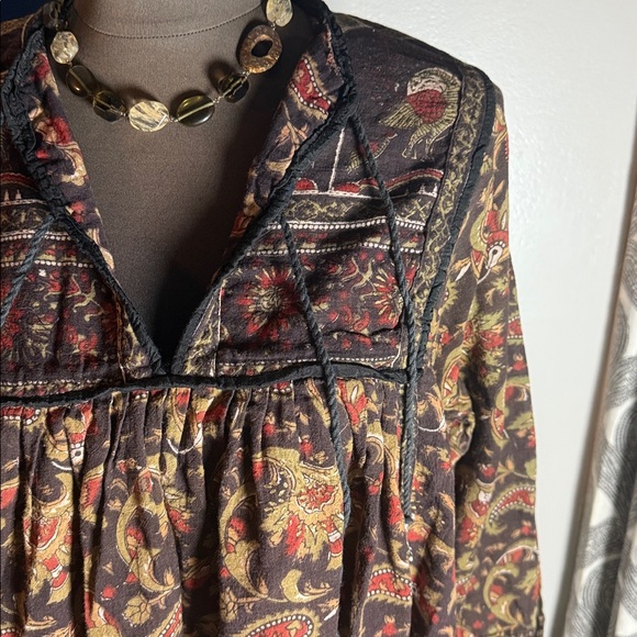 Vintage 100% Cotton Block Print Maxi Dress Made in India SZ Large - Picture 5 of 10